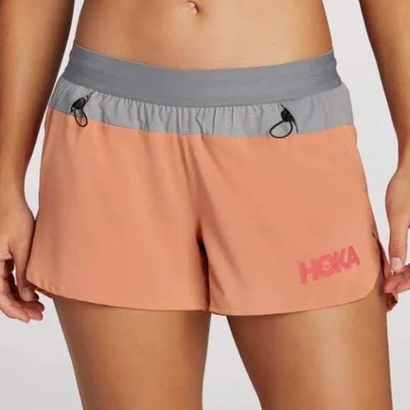 HokA One One SG Trail Short S Pockets Sun Baked Peach Run - Picture 1 of 10